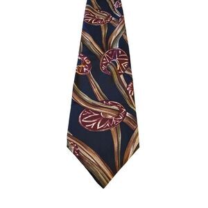 Vintage Adolfo Abstract Blue Burgundy Silk‎ Neck Tie Business Wedding Office
